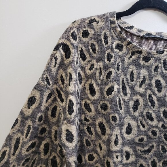 Zara * Leopard Print Fleece Sweatshirt * Sz L - Picture 6 of 11